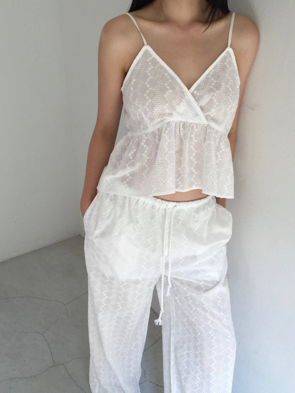 Lovemoment Eyelet Lace Wide Leg Pants (+Optional Top)