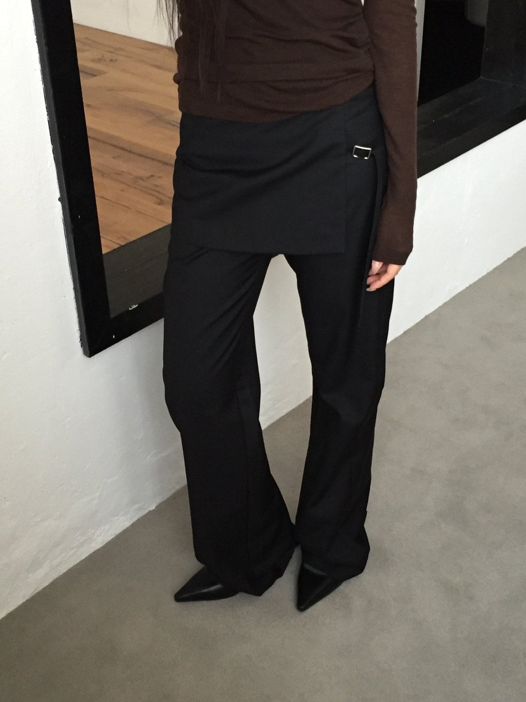 Wide Leg Slacks with Buckle