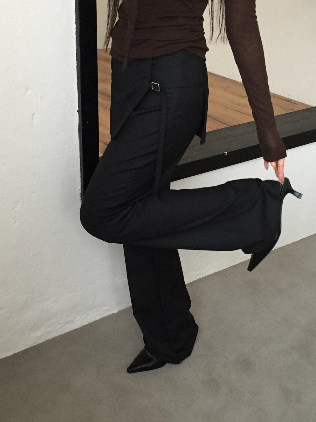 Wide Leg Slacks with Buckle