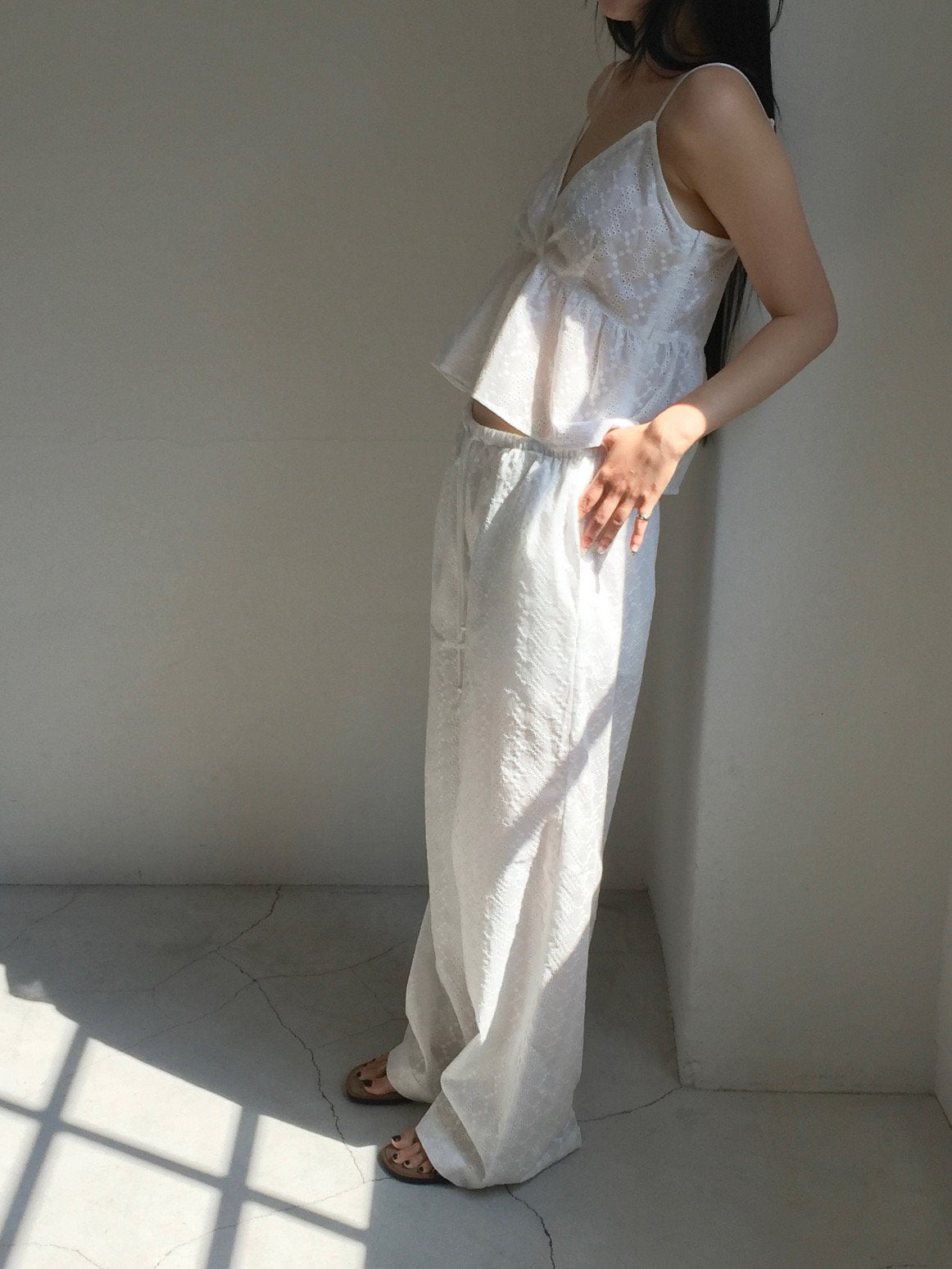 Lovemoment Eyelet Lace Wide Leg Pants (+Optional Top)