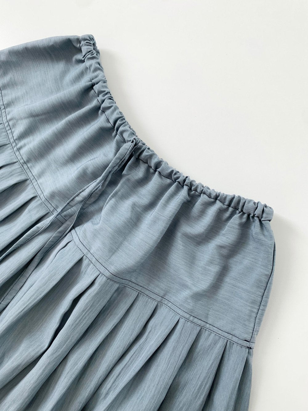 Pleated Midi Skirt with Drawstring Elastic Waist