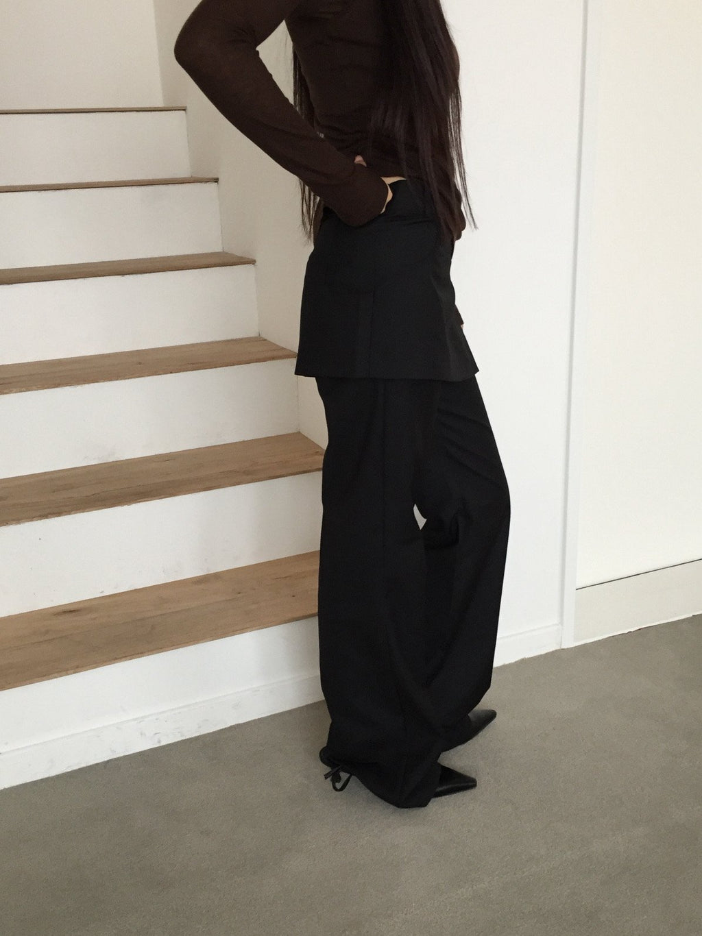 Wide Leg Slacks with Buckle