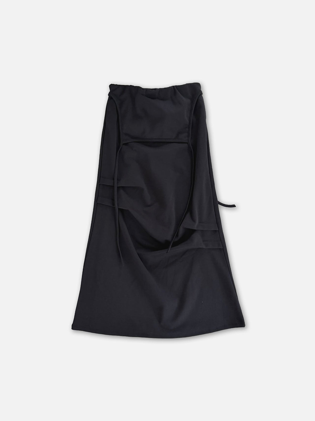 Drawstring Waist Maxi Cargo Pocket Apron Skirt