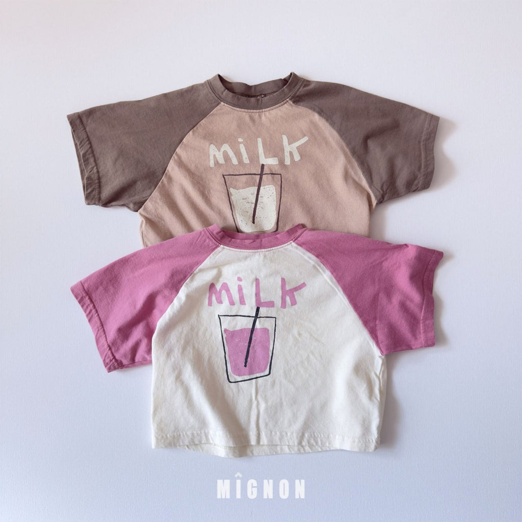 Mignon Milk Graphic Raglan Tee & Cargo Shorts Set — Cotton — Kids