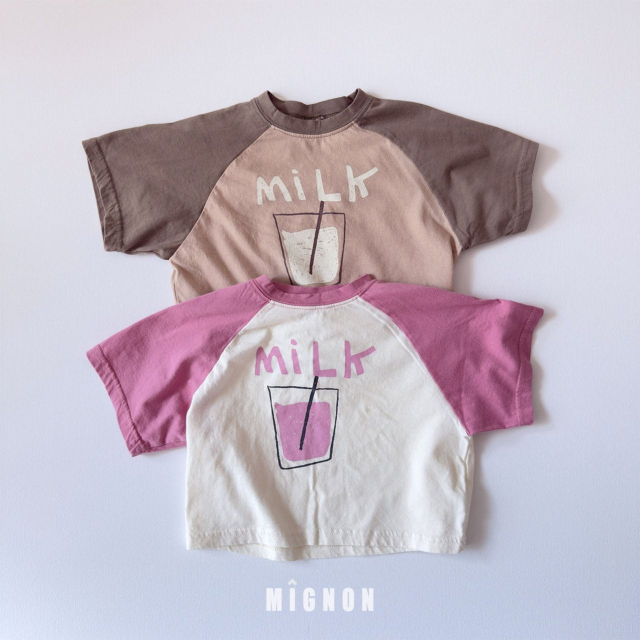 Mignon Milk Graphic Raglan Tee & Cargo Shorts Set — Cotton — Kids