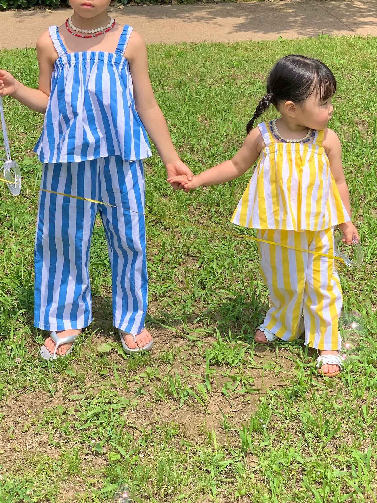 Bailey Stripe Off-Shoulder Ruffle Top & Shorts Set — Kids