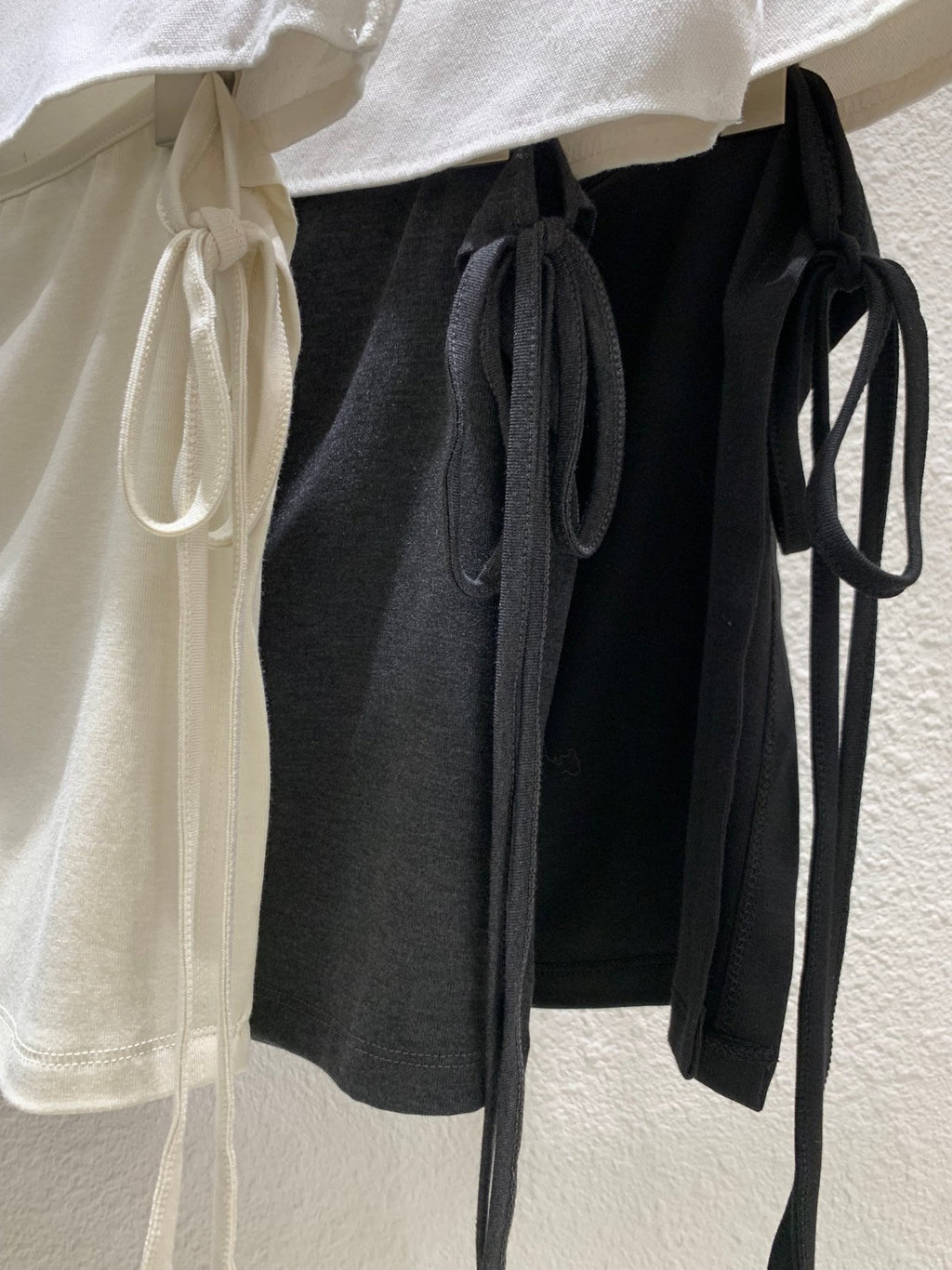 Cream long-sleeve wrap top set