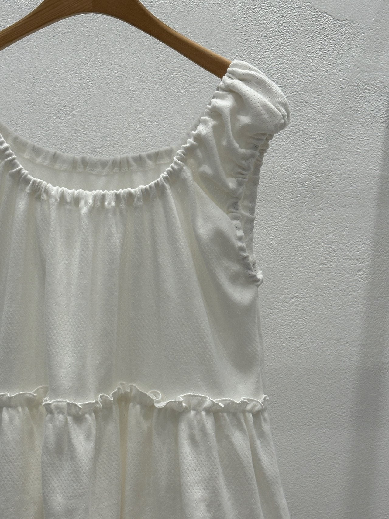 Nue Flash Gathered Sleeve Tiered Ruffle Top