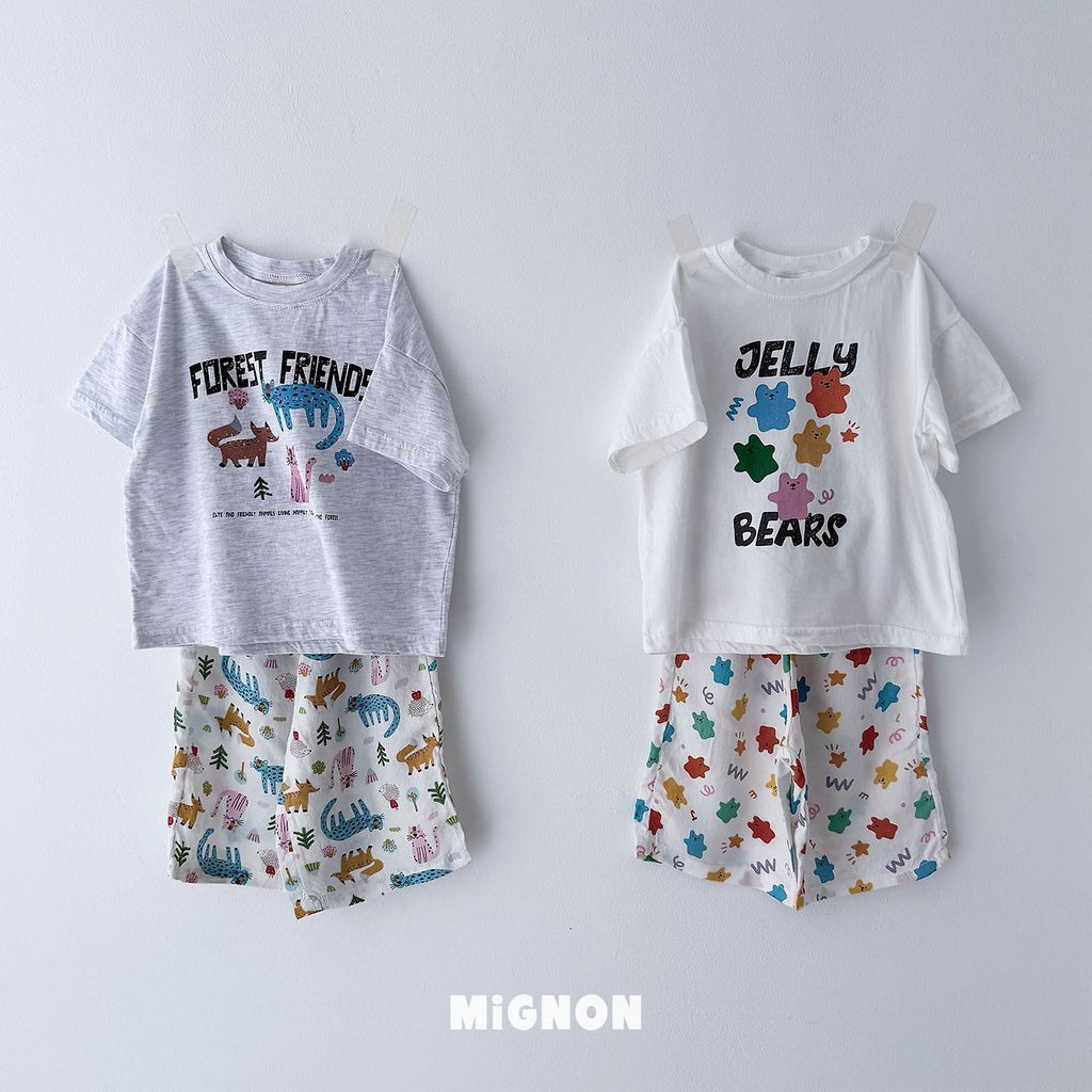 Mignon Animal Graphic Tee & Printed Wide Pants Set — Kids