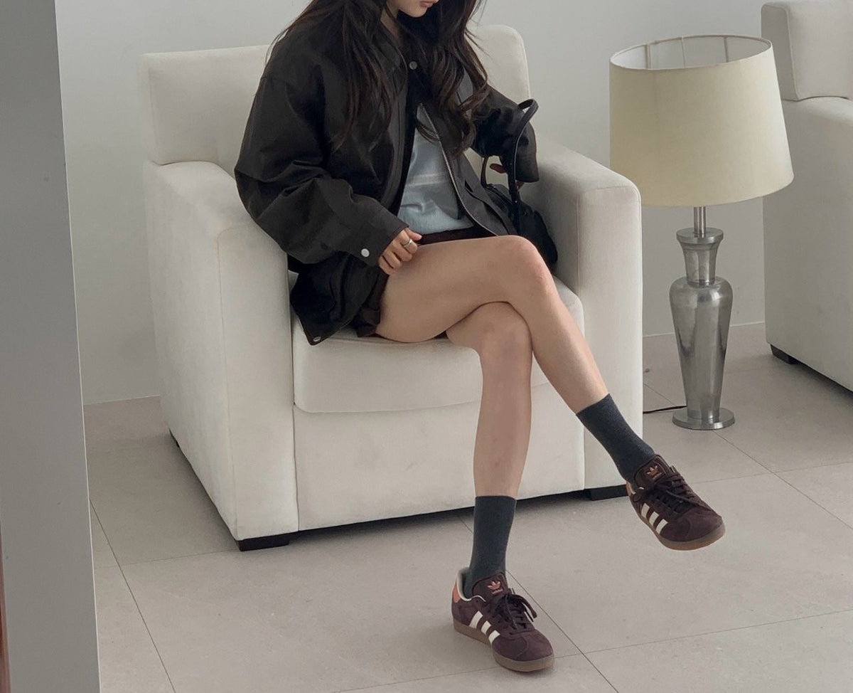 Oversized Wide Collar Faux Leather Blouson Jacket