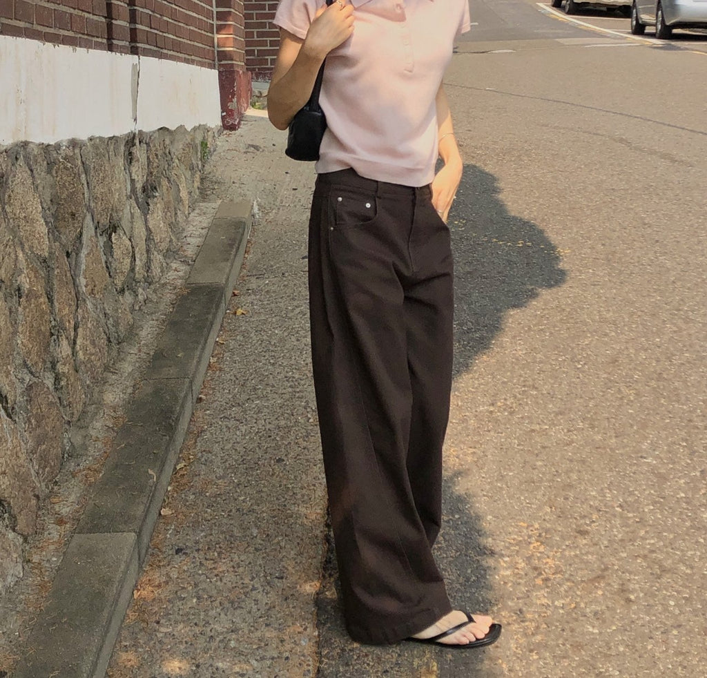 High Waist Wide Leg Cotton Pants