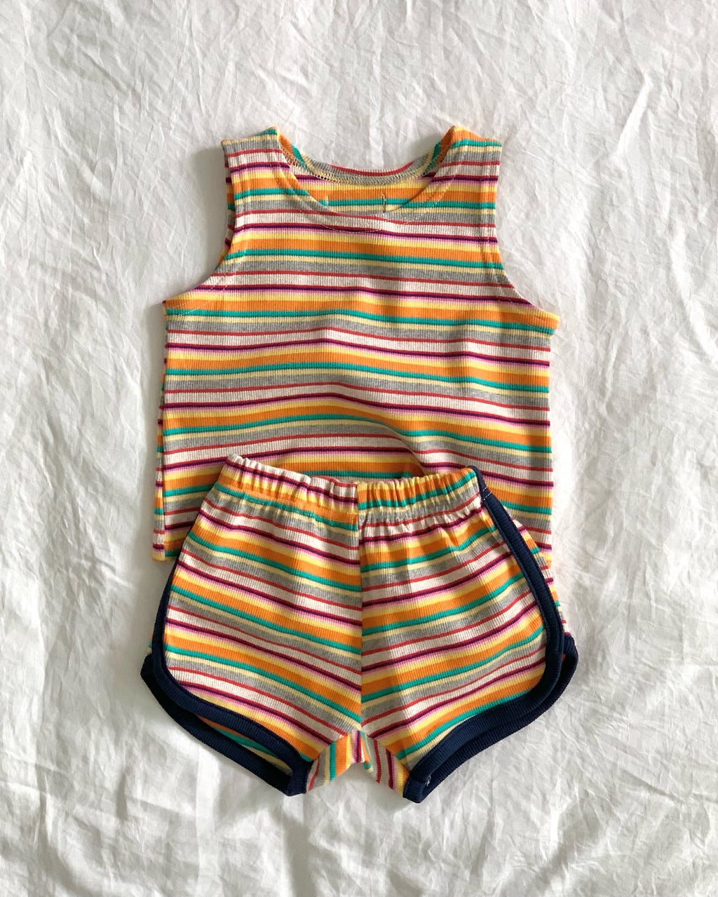 Bailey Multicolour Stripe Sleeveless Top & Shorts Set — Kids