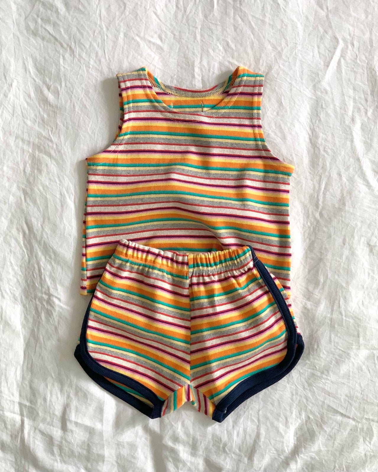 Bailey Multicolour Stripe Sleeveless Top & Shorts Set — Kids