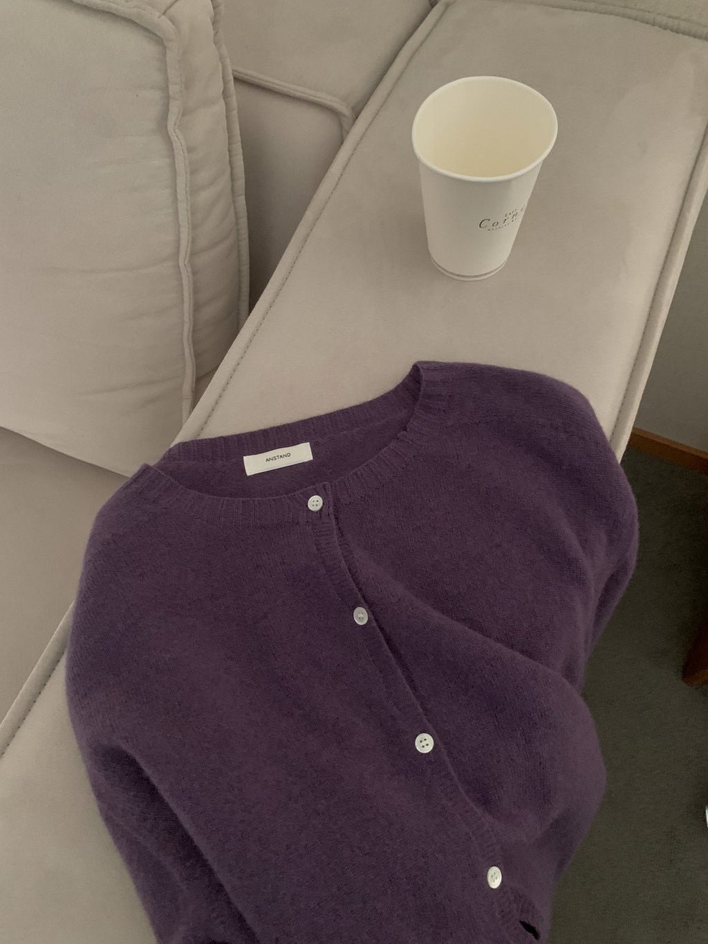 Crew Neck Wool Knit Cardigan