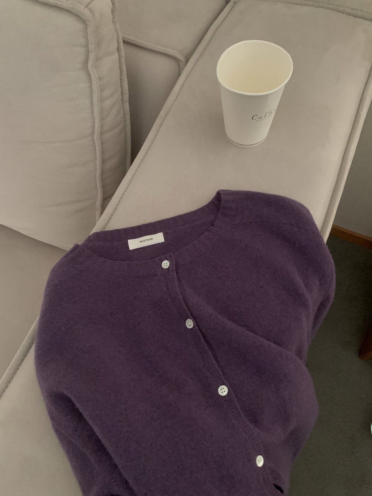Crew Neck Wool Knit Cardigan