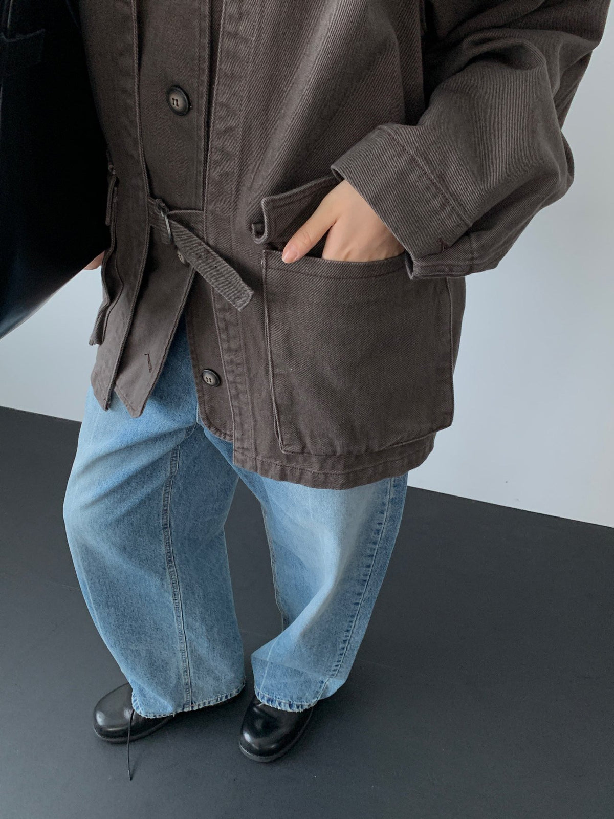 Black workwear jacket and utility vest set