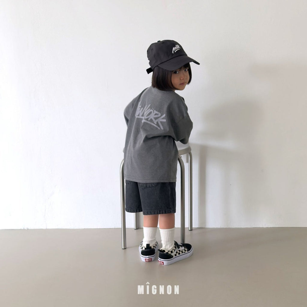 Mignon New York Back Print Pigment Tee & Denim Shorts Set — Kids