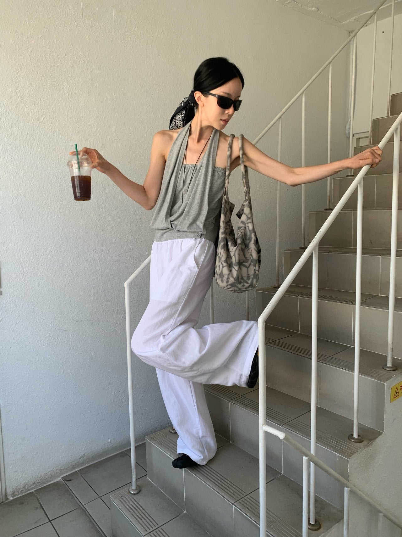 VAARA Linen Wide Leg Trousers with Elasticated Waist