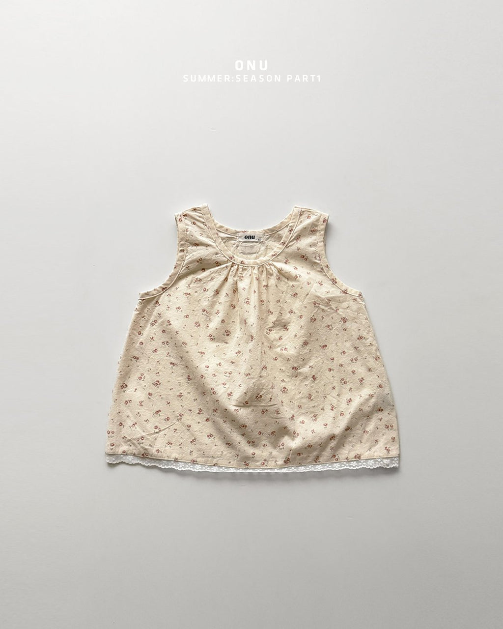 Onu Ditsy Floral Shirred Neck Dress with Lace Hem (+Optional Knit Cardigan)— Kids