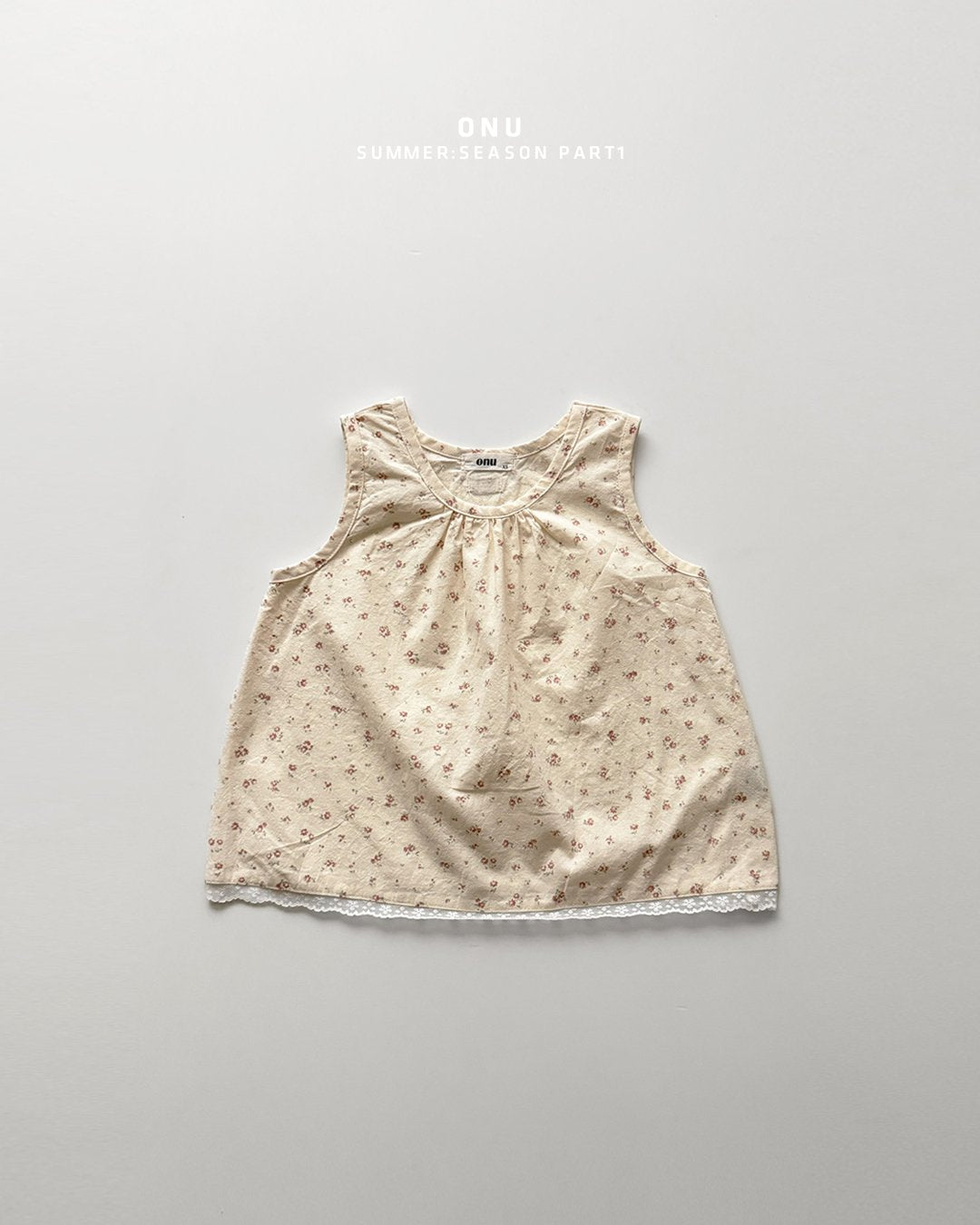 Onu Ditsy Floral Shirred Neck Dress with Lace Hem (+Optional Knit Cardigan)— Kids