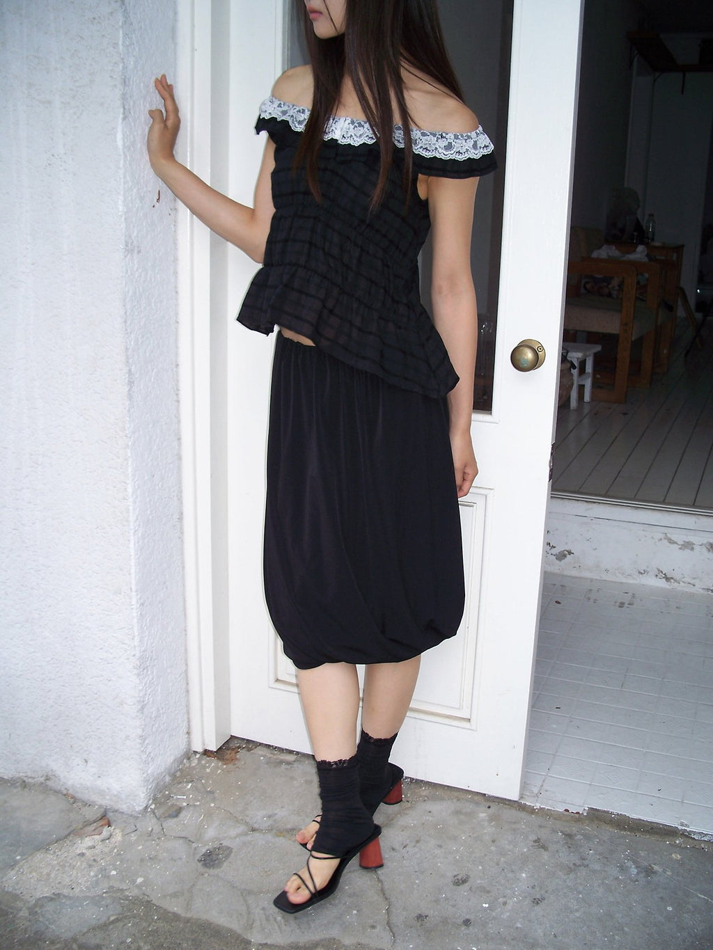 NueFlash Elasticated Bubble Hem Midi Skirt