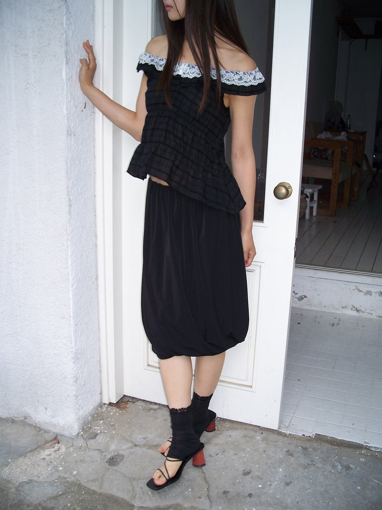 NueFlash Elasticated Bubble Hem Midi Skirt