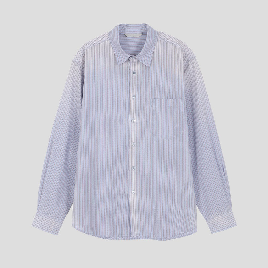 Sky blue striped shirt pointed collar and button front