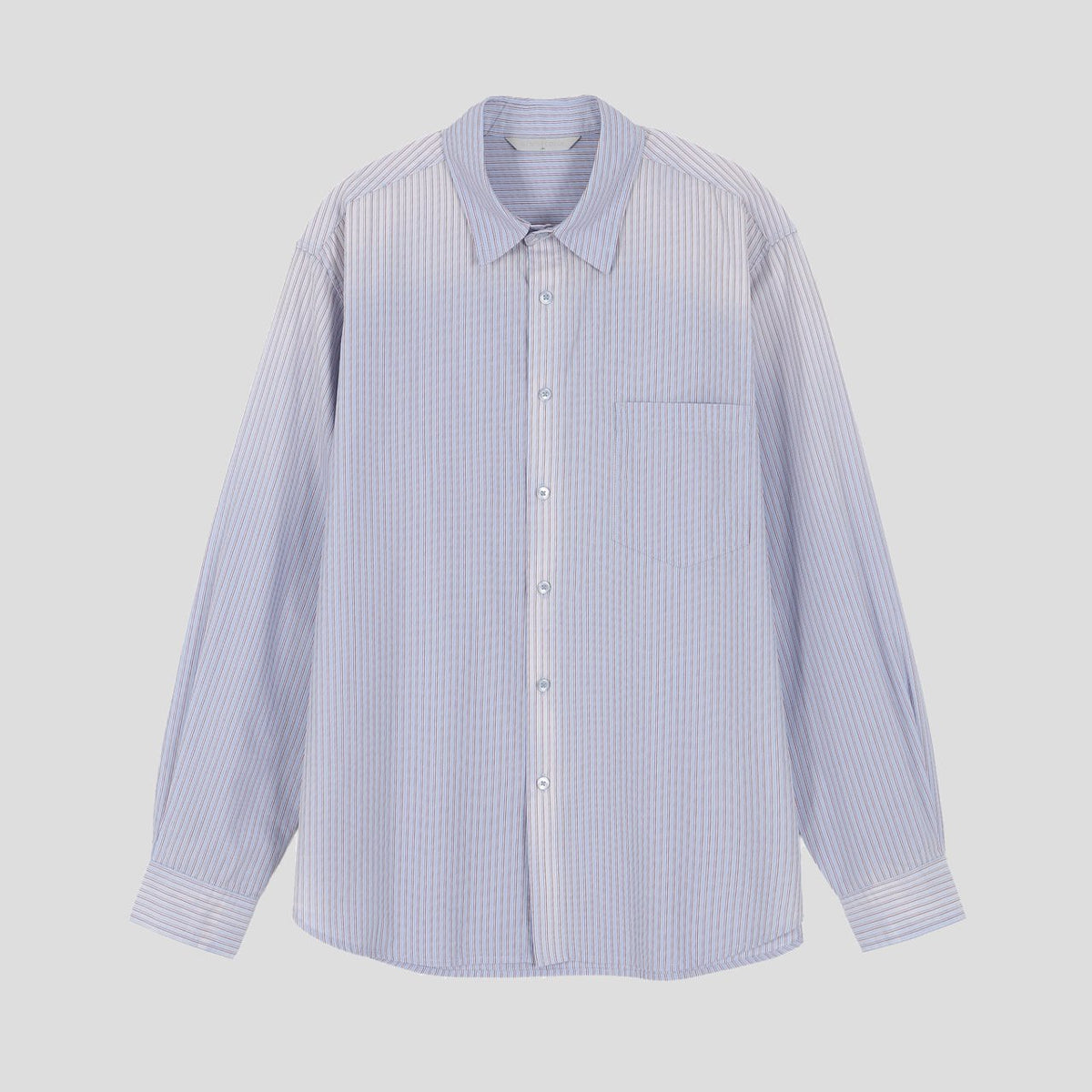 Sky blue striped shirt pointed collar and button front