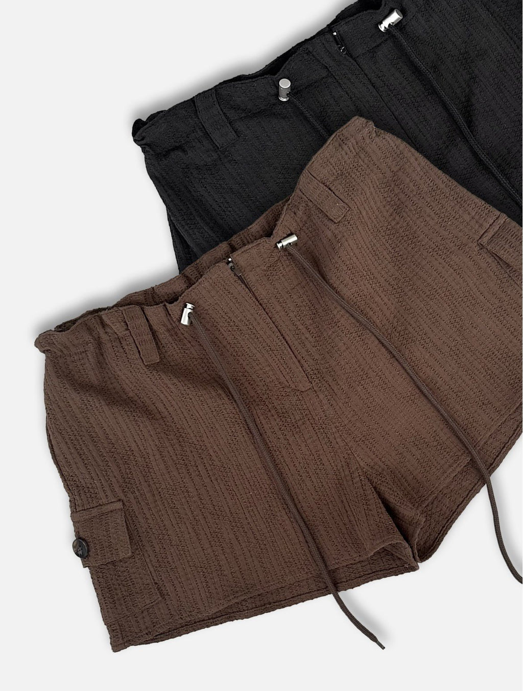 ASKHAKI Cargo Pocket Double Zip High-Waist Shorts
