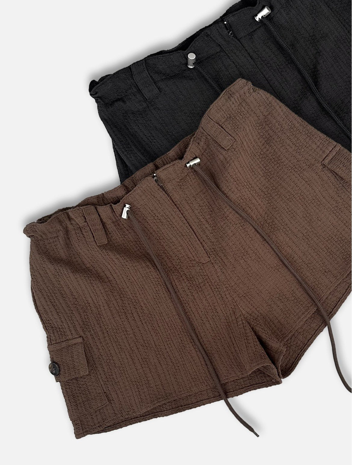 ASKHAKI Cargo Pocket Double Zip High-Waist Shorts