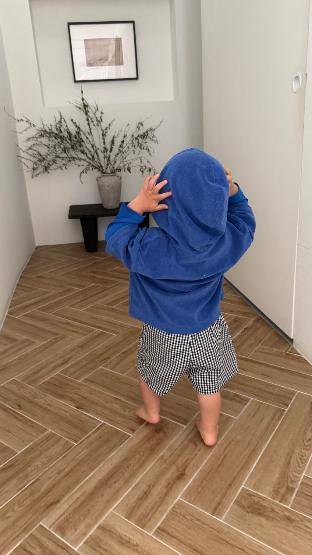Onu Check Swimsuit (+ Optional Jacquard Beach Shirt & Floral Beach Hood) — Kids