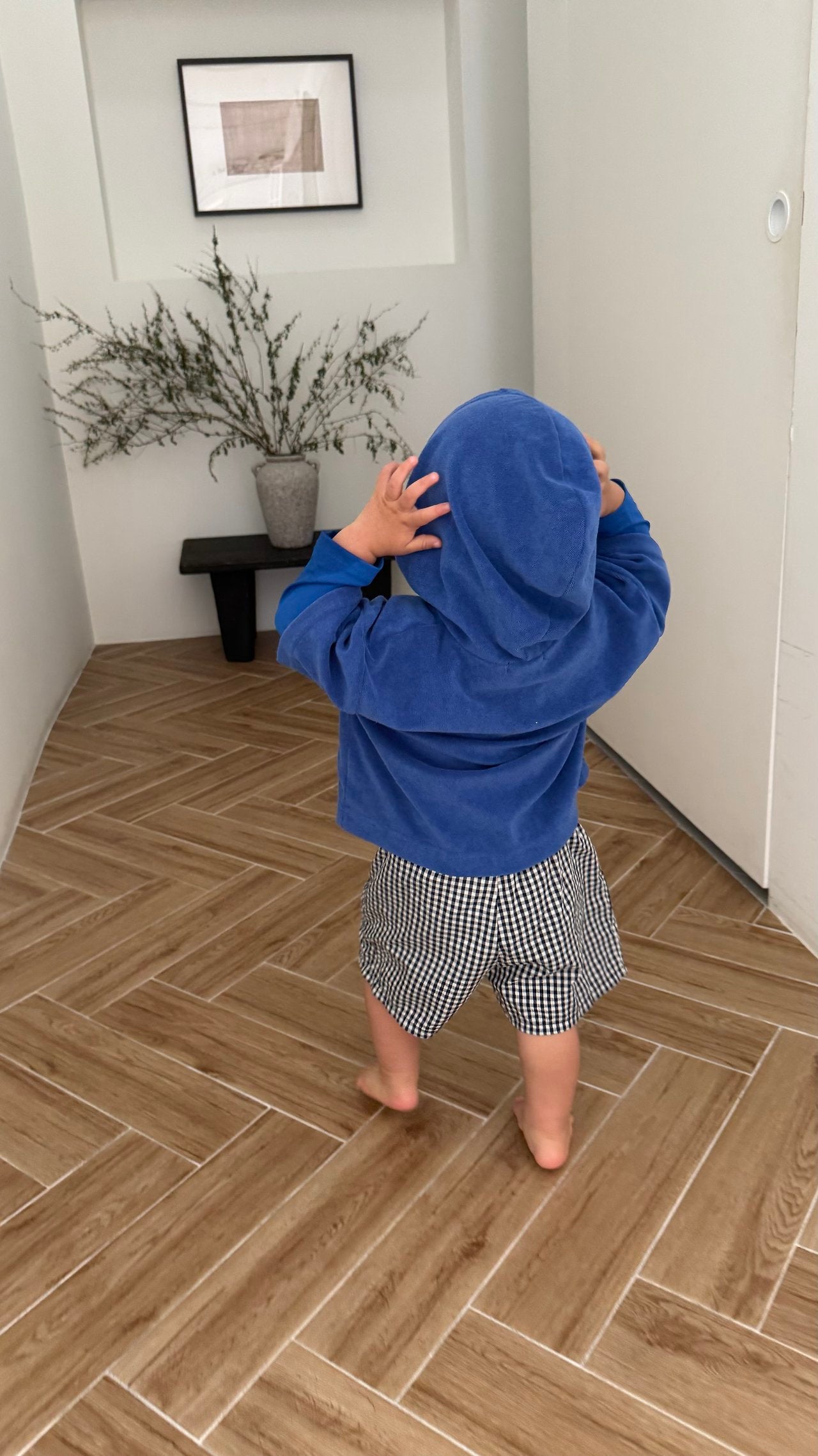 Onu Check Swimsuit (+ Optional Jacquard Beach Shirt & Floral Beach Hood) — Kids