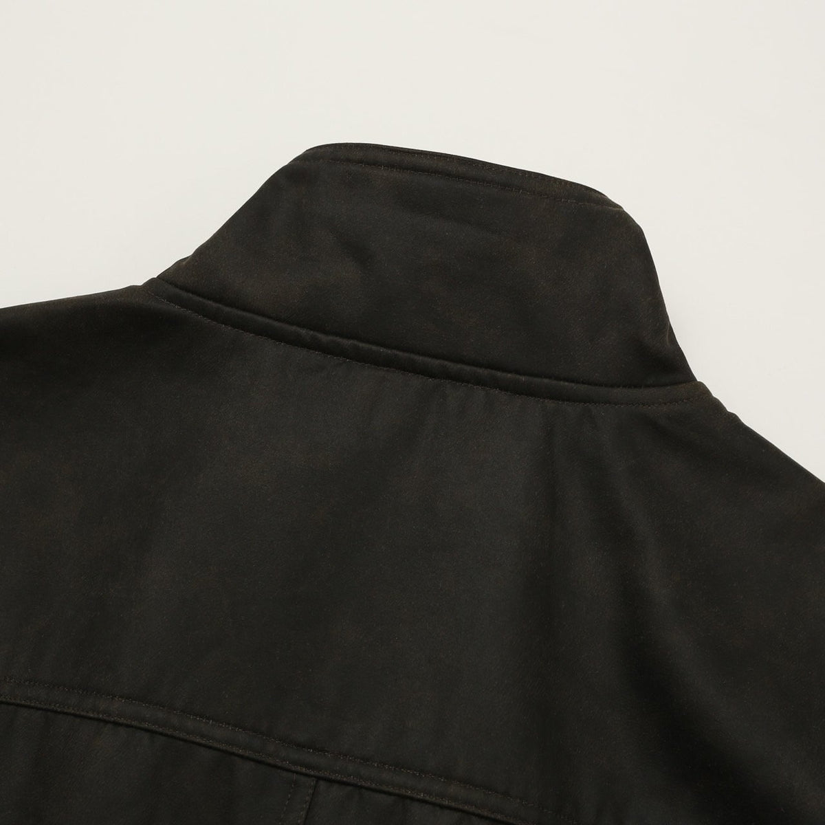 Khaki brown crackle Harrington jacket stand collar