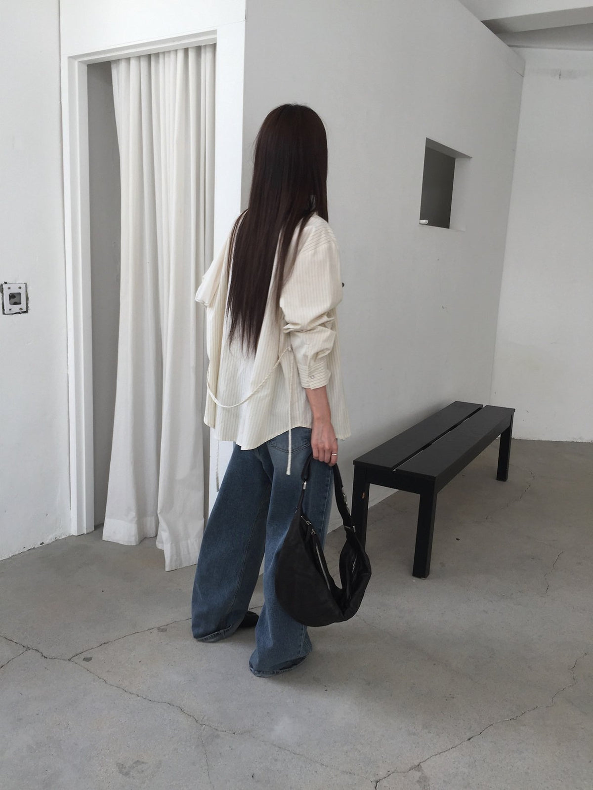 Striped Snap Button Shirt with Belt