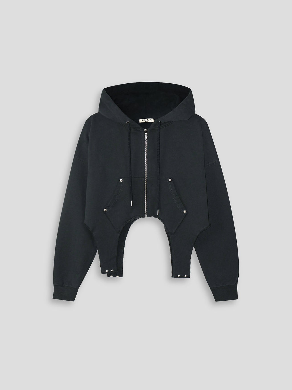 Fringe Hem Hooded Zip-Up Jacket