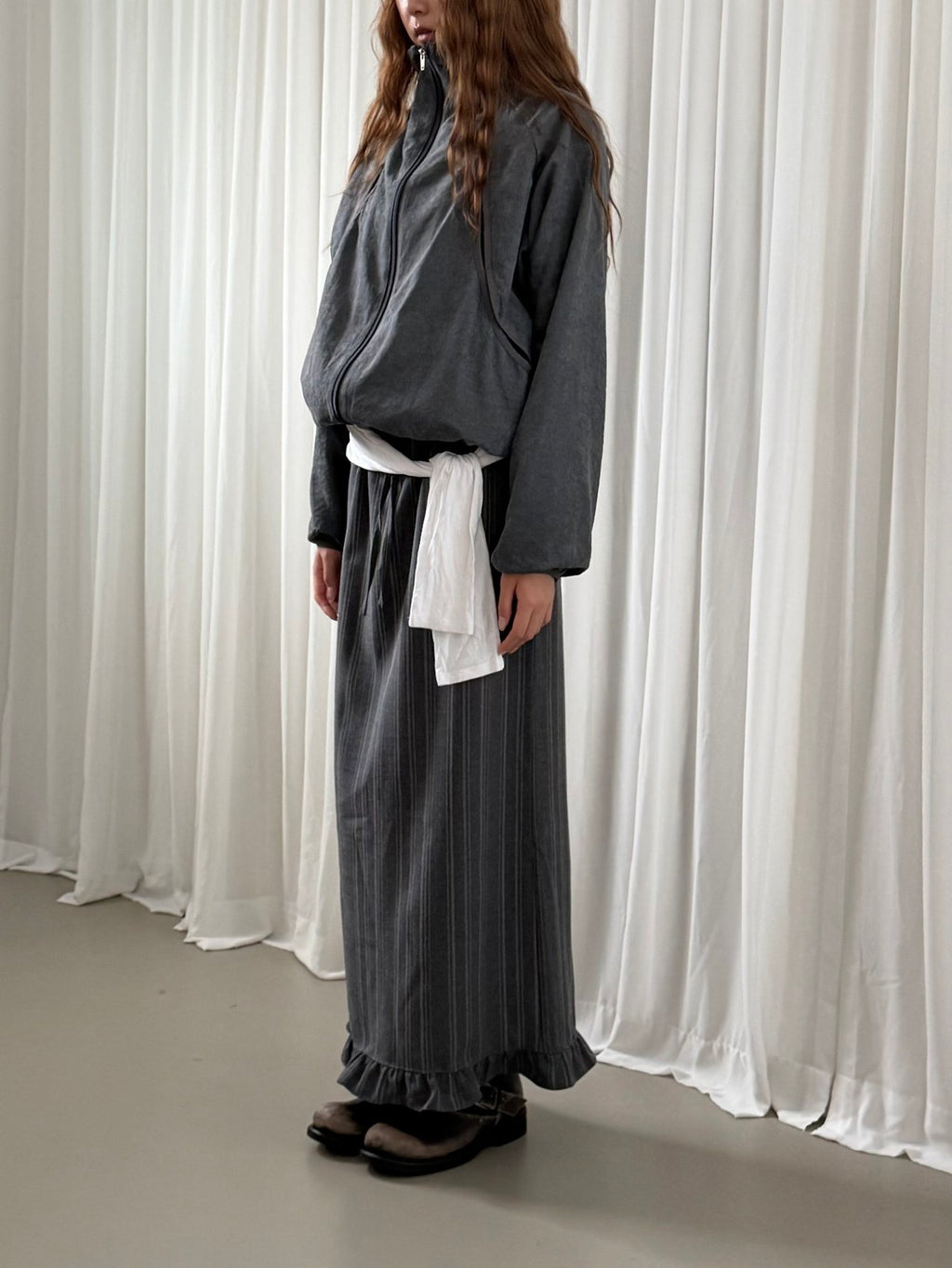 Stand Collar Full Zip Oversized Blouson Jacket