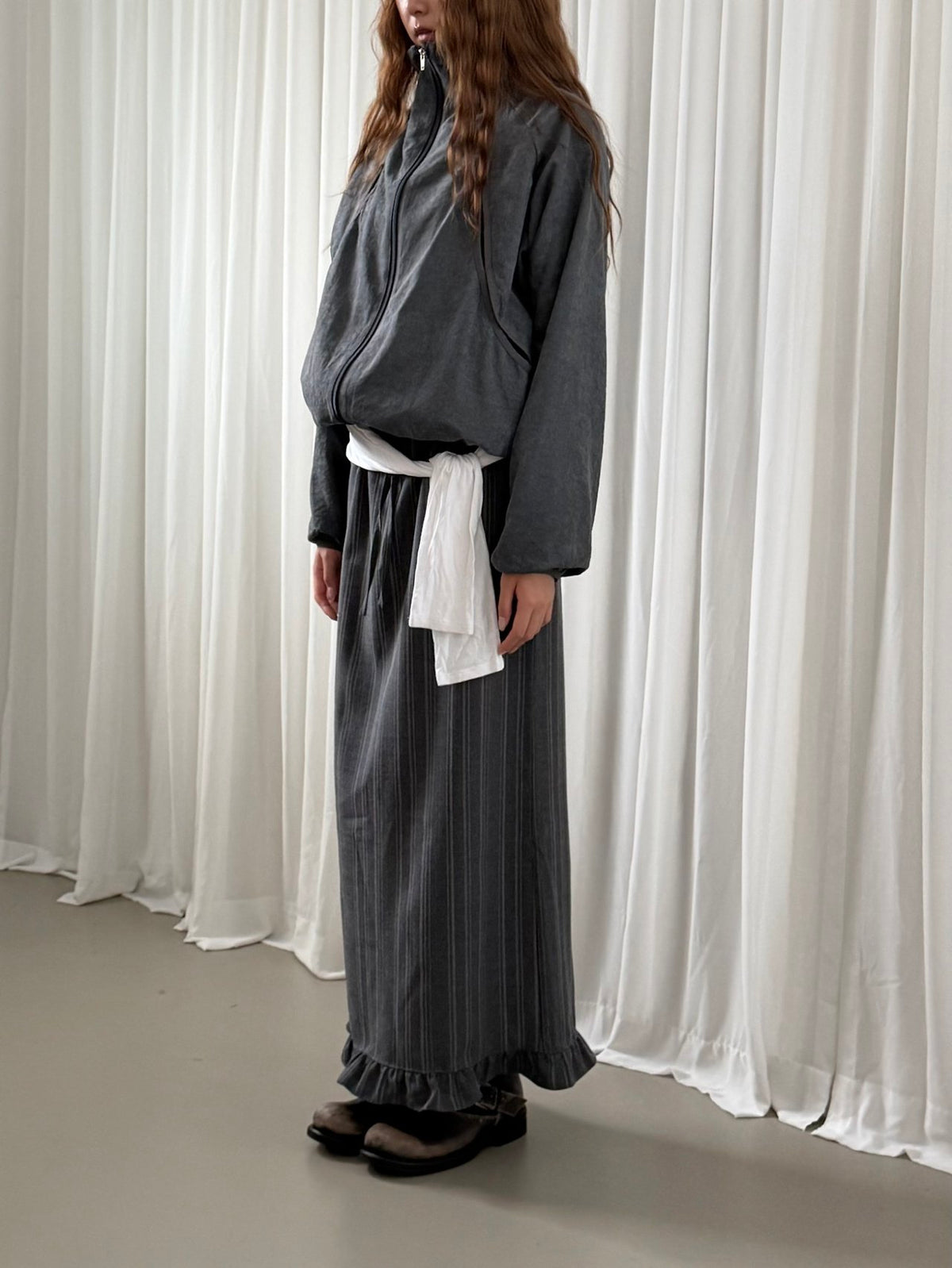 Stand Collar Full Zip Oversized Blouson Jacket