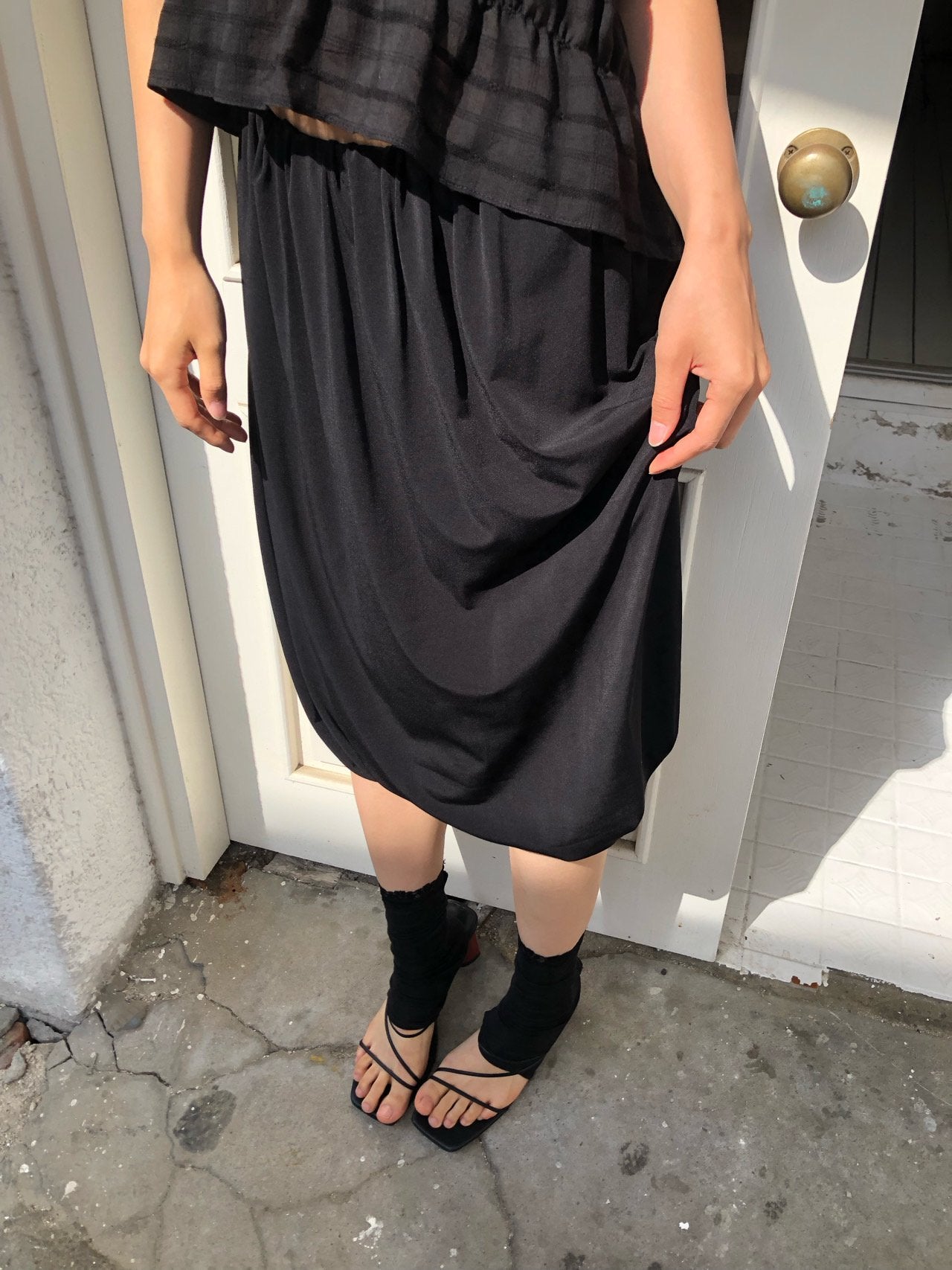 NueFlash Elasticated Bubble Hem Midi Skirt