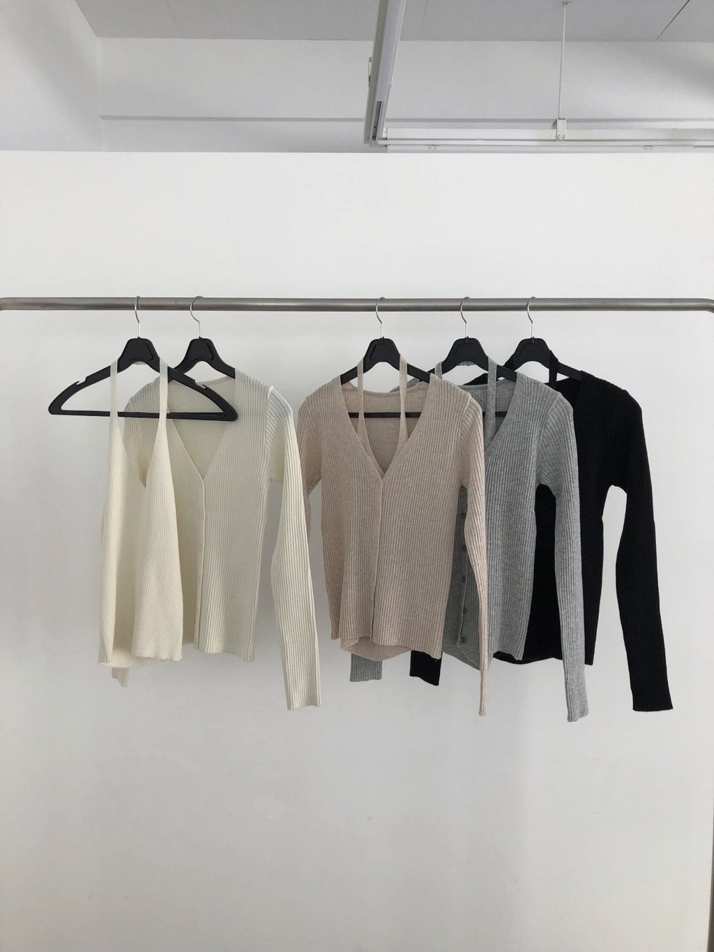 Ribbed Knit Cardigan and Tank Top Set