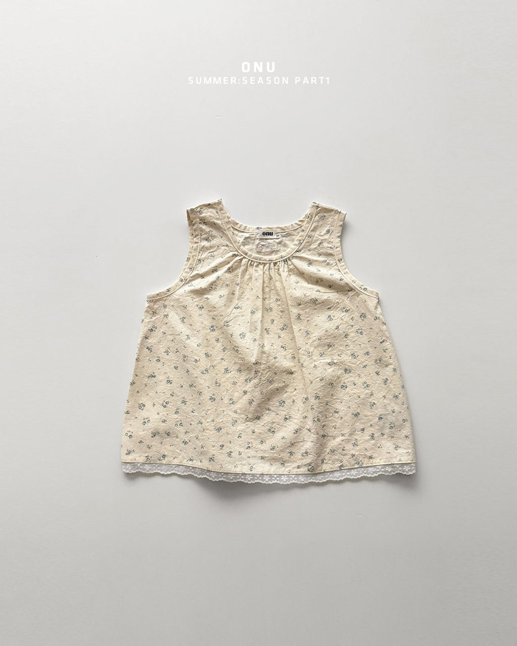Onu Ditsy Floral Shirred Neck Dress with Lace Hem (+Optional Knit Cardigan)— Kids