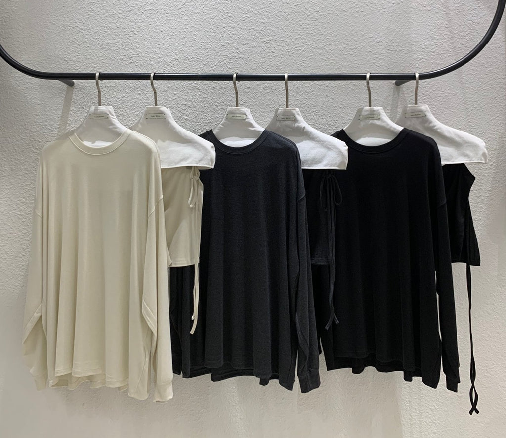 Charcoal long-sleeve wrap top set