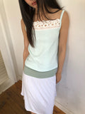(2Pack)NueFlash Eyelet Lace Yoke Pintuck Sleeveless Top