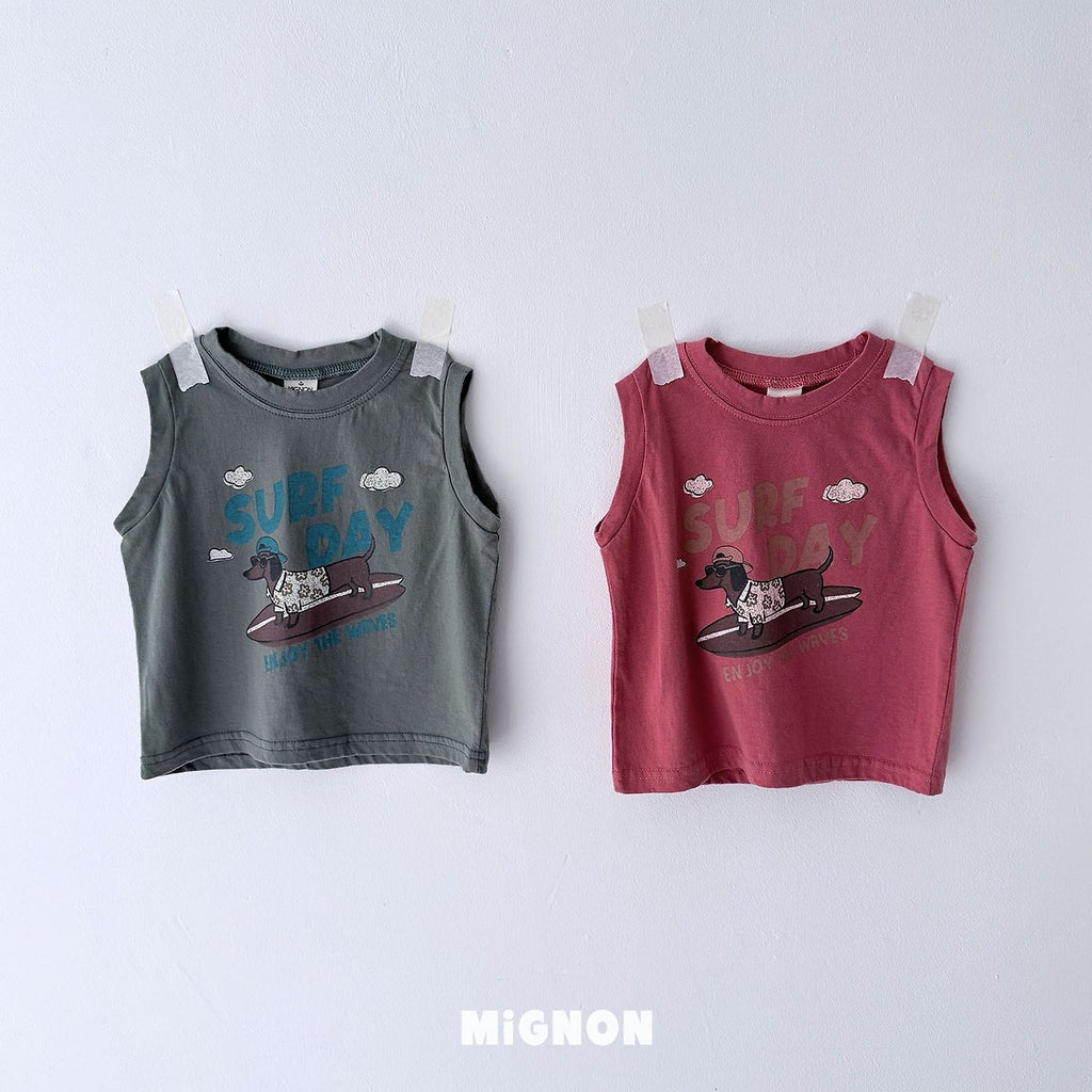 Mignon Surf Day Graphic Sleeveless Top & Printed Shorts Set — Cotton — Kids