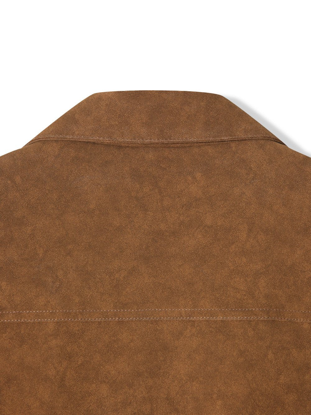 Brown leather-look trucker jacket front view