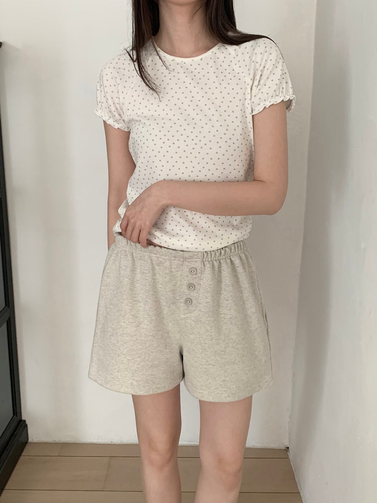 (2pack) Flatyou Ditsy Floral Puff Sleeve Crop T-Shirt
