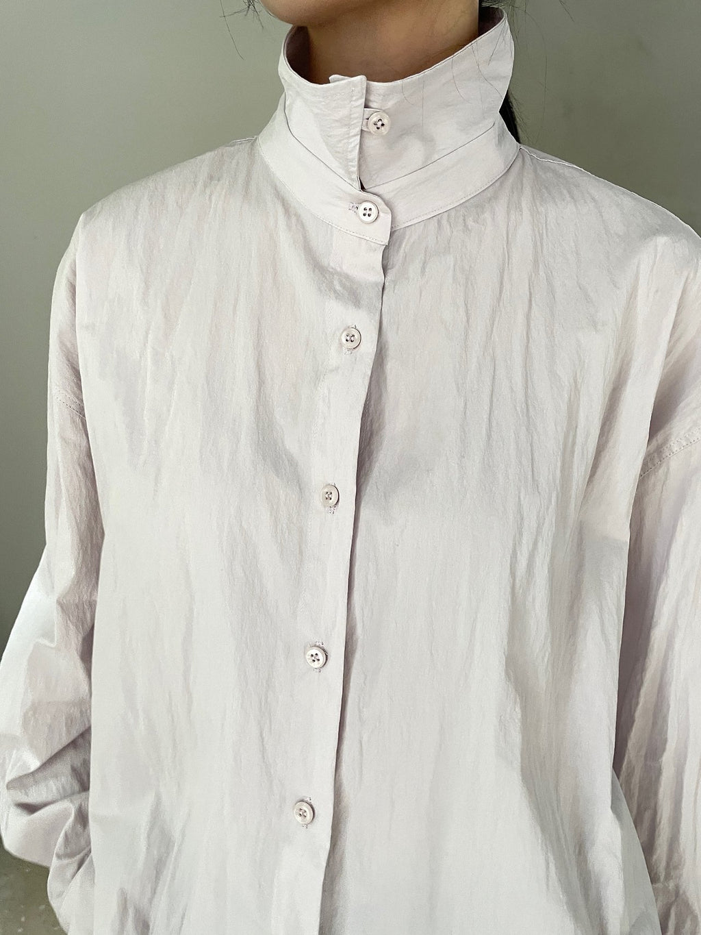 Ivory belted shirt front view