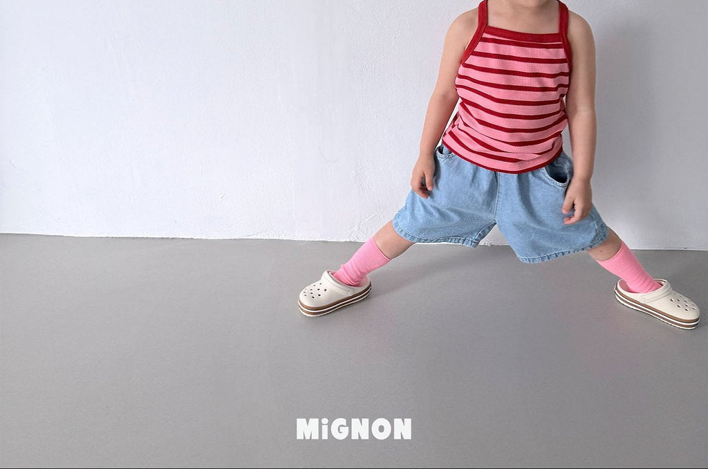 Mignon Striped Tank & Denim Shorts Set — Kids