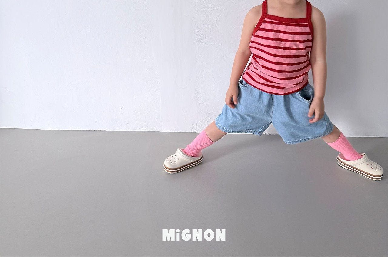 Mignon Striped Tank & Denim Shorts Set — Kids