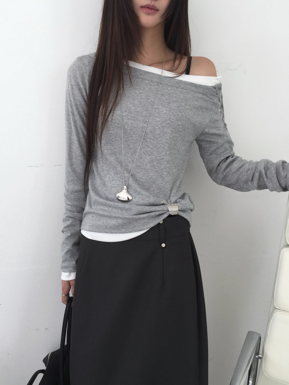 Stud Detail High Waist Maxi Skirt