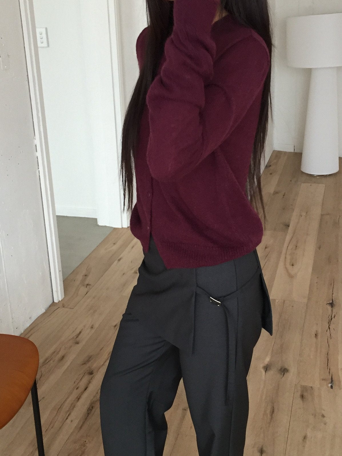 Wide Leg Slacks with Buckle